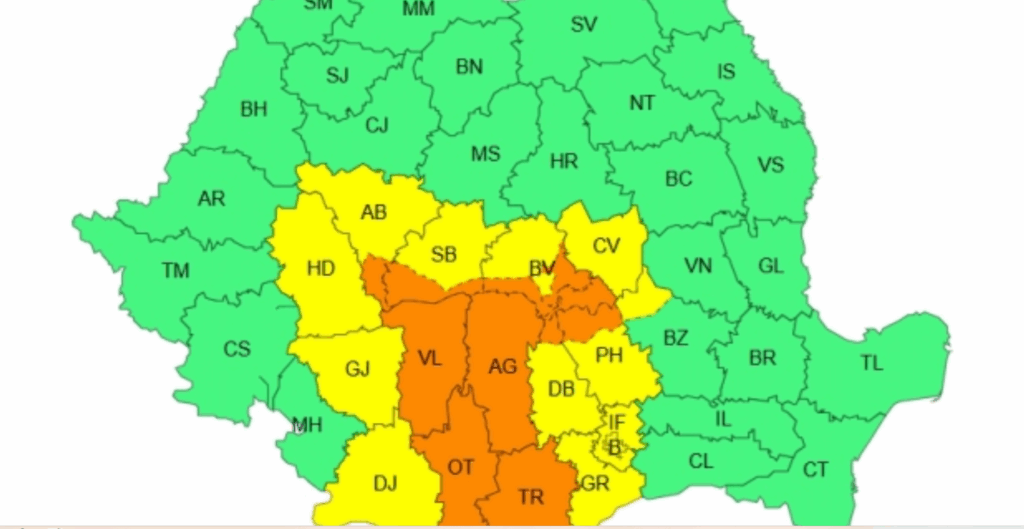 Atenționare meteo pentru locuitorii județului Alba: cod portocaliu de furtuni puternice