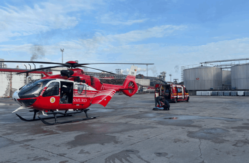 Cetățean din Sri Lanka rănit în explozia de la Sebeș și transportat de urgență cu elicopterul SMURD la o unitate medicală. Trei muncitori, transportați la spital