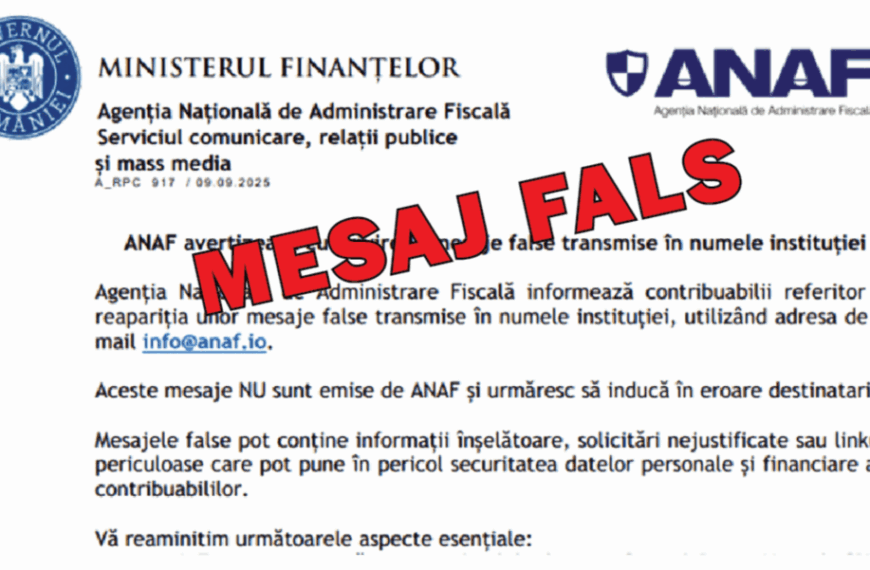 Atenție! Email fals în numele ANAF!