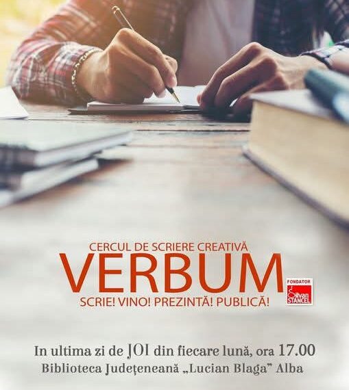 Joi, ora 17:00 Biblioteca Județeană „Lucian Blaga” Alba, vă invită la cercul de scriere creativă „Verbum”