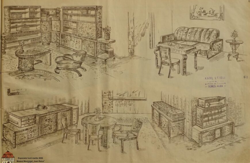 Albumul cu planşele secţiei de modelărie a fabricii de mobilă Leibli, exponatul lunii martie la Muzeul Municipal „Ioan Raica” Sebeş