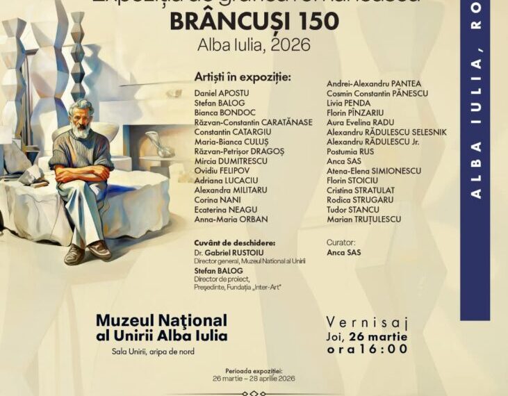 26 martie, ora 16:00 Vernisajul expoziției de grafică românească „Brâncuși 150”, la Muzeul Național al Unirii din Alba Iulia