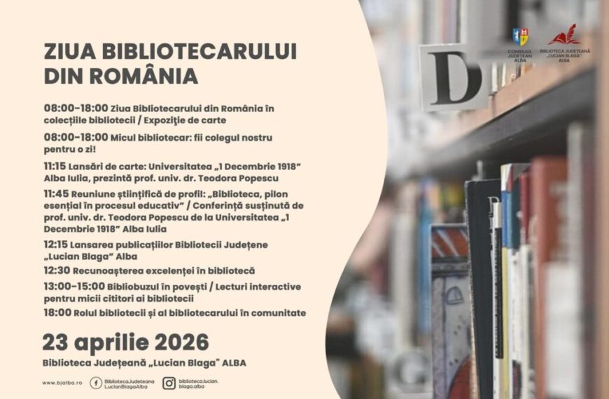 Joi: Ziua Bibliotecarului din România, sărbătorită la Biblioteca Județeană „Lucian Blaga” Alba