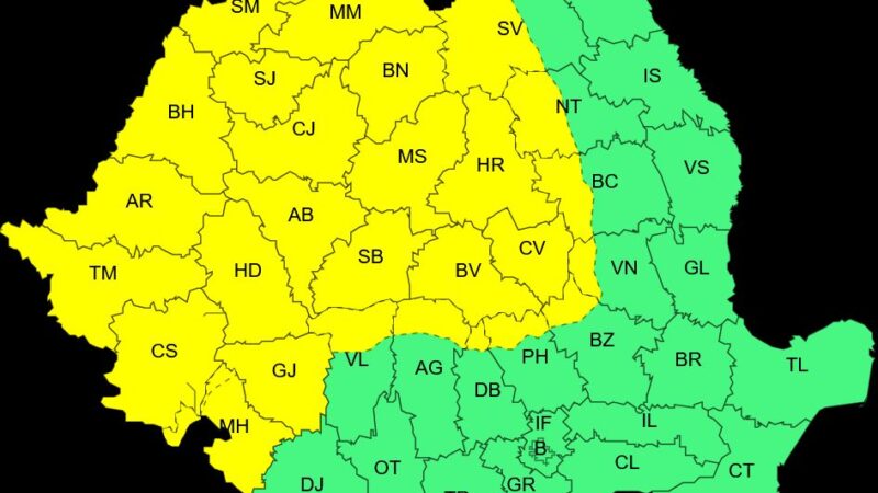 Cod galben în județul Alba, de ploi torențiale, descărcări electrice și grindină