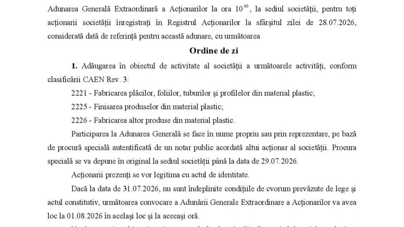 Adunarea Generală Extraordinară MINET SA: Detalii și Context