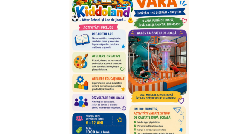 Kiddoland lansează „Pachetul Vară” pentru copiii din Alba Iulia: educație, joacă și activități creative într-un mediu sigur