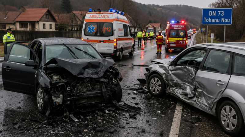 Coliziune pe DN73, în Tohanu Nou: Patru răniți și trafic restricționat