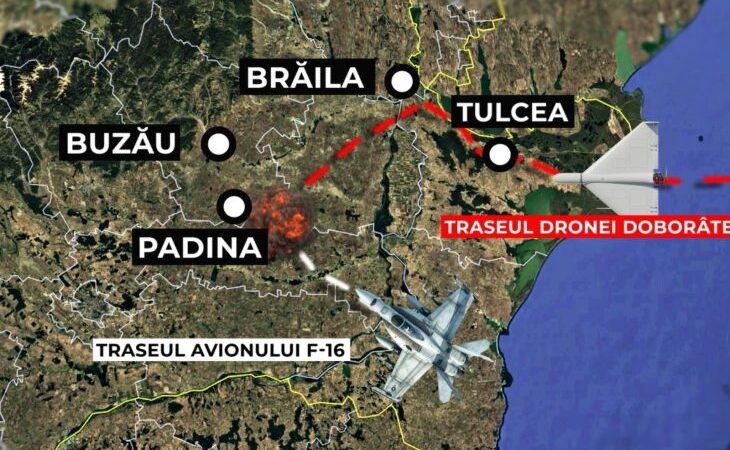 Itinerariul dronei neutralizate de un F-16 românesc: Ținta eliminată la 80 km de capitală