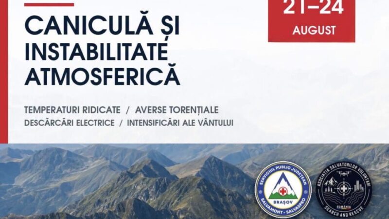 Avertizare pentru turiștii din Brașov: temperaturi de până la 40°C, furtuni, grindină și vânt puternic la munte