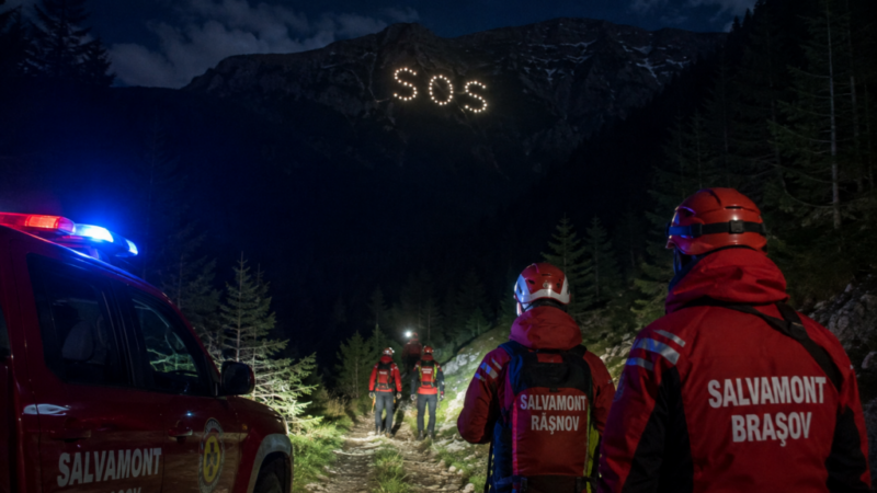 VIDEO. Semnal SOS detectat în zona montană Valea Glăjeriei. Echipa Salvamont Brașov investighează sursa luminilor