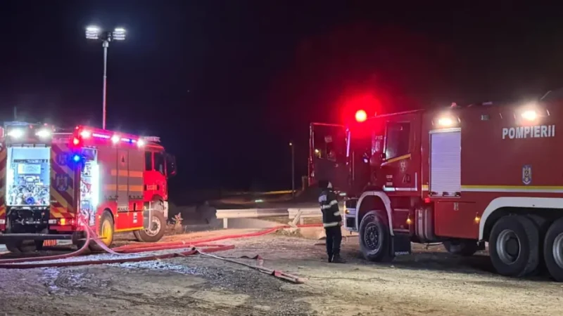Incendiu la un service auto din Cugir, pe strada Victoriei