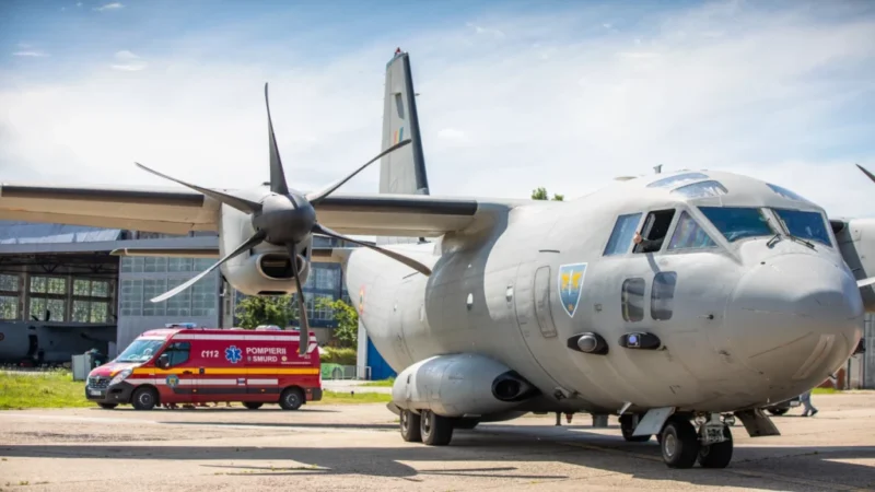 Pacient cu arsuri transferat la Bruxelles cu avion militar