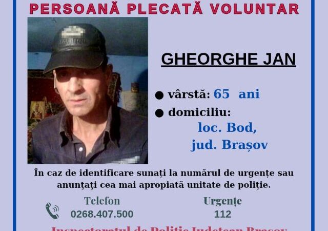 Bărbat din Bod dispărut: Poliția cere ajutorul