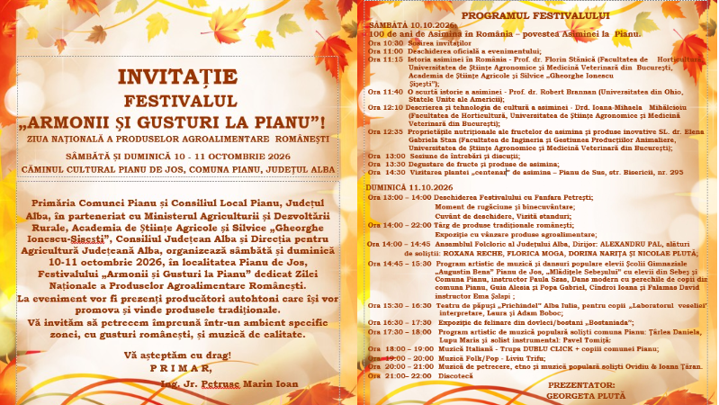 Festivalul „Armonii și Gusturi la Pianu” revine în 2026. Două zile cu produse tradiționale și muzică
