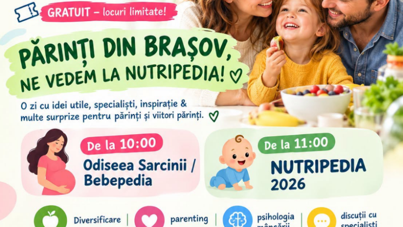 NUTRIPEDIA Smart Parenting ajunge la Brașov: câteva ore pentru tine, un start sănătos pentru copilul tău